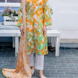 Charming Digital Printed Lawn Suit with Graceful Voile Dupatta