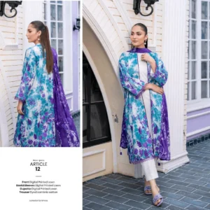 Elegant Digital Printed Lawn Suit - Front View with Voil Lawn Dupatta