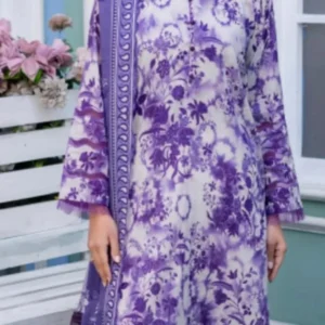 Elegant Luxury Lawn Suit with Chiffon Dupatta – Ideal for Weddings and Casual Outings