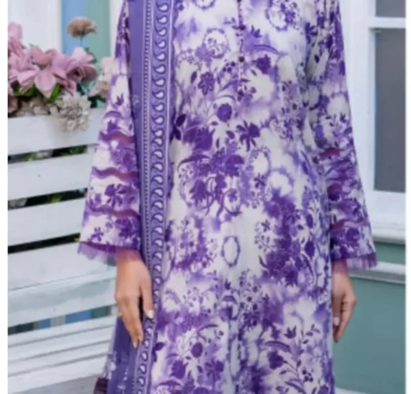 Elegant Luxury Lawn Suit with Chiffon Dupatta – Ideal for Weddings and Casual Outings