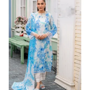 Elegant Digital Printed Lawn Suit Featuring Dyed Cambric Trousers