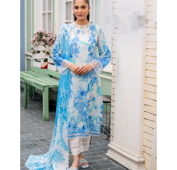 Elegant Digital Printed Lawn Suit Featuring Dyed Cambric Trousers