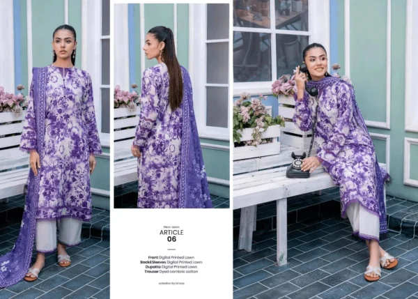 Luxury Embroidered Lawn Suit with Chiffon Dupatta and Cambric Trousers – Elegant & Comfortable