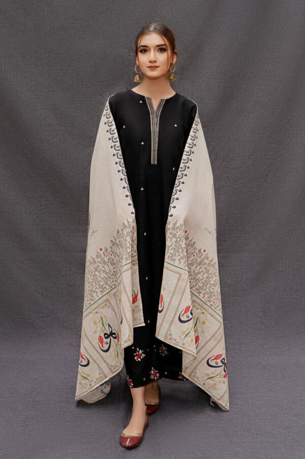 Classic Embroidered Lawn Suit - Dupatta and Embroidery Close-Up