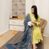 Elegant Embroidered Lawn Suit - Dupatta and Embroidery Close-Up