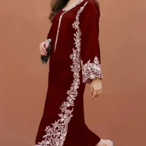 Luxurious Embroidered Lawn 2PC Suit with intricate embroidery on front and sleeves