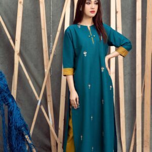 Premium 9070 lawn suit with stylish embroidery and dyed trouser