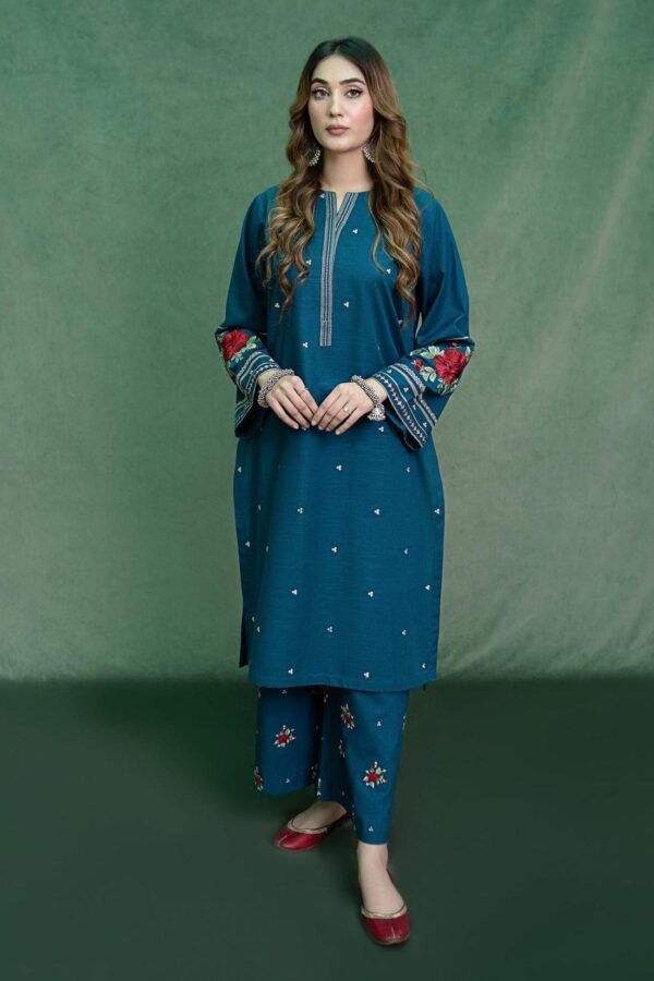 Summer Lawn Embroidered 2PC Suit with intricate embroidery on front and sleeves